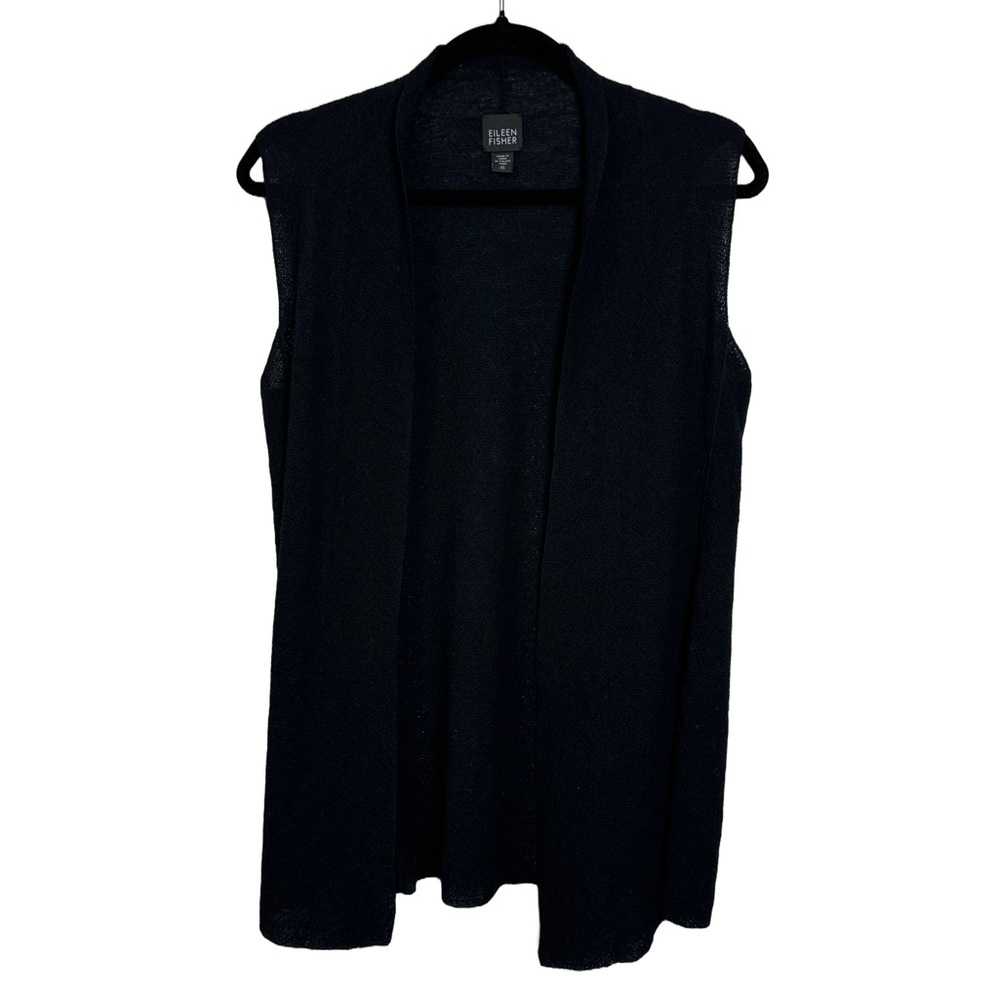 Eileen Fischer Wool Black Sleeveless Sweater sz XS